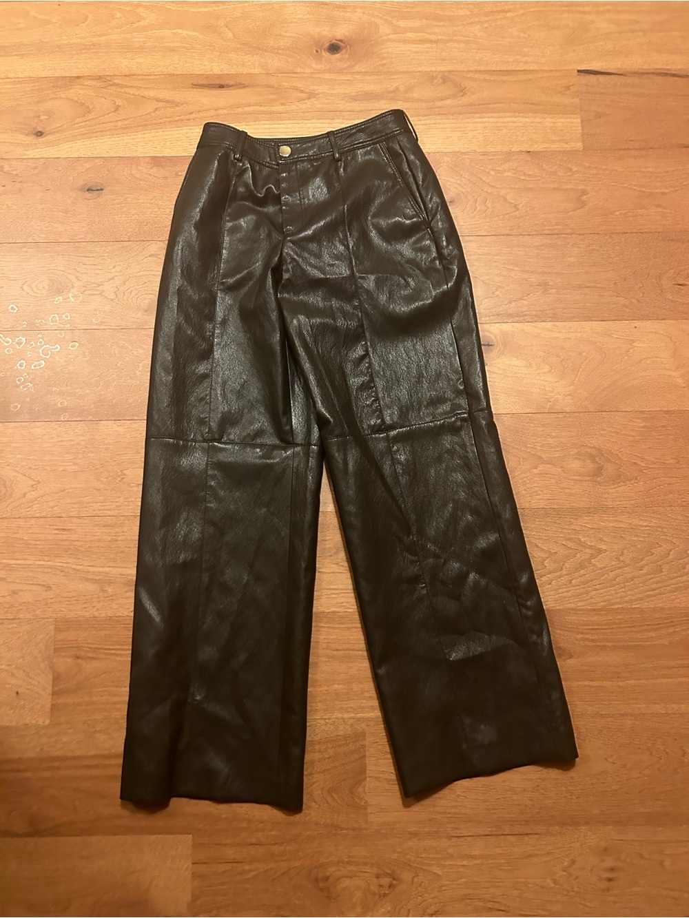 Woman’s brown Faux Leather Wide-Leg Pants